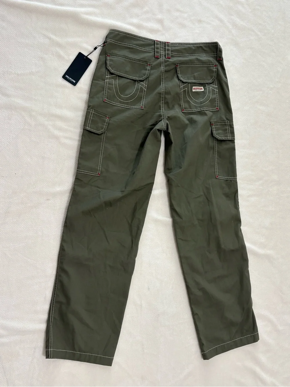 True Religion Men's Olive Green Cargo Pants